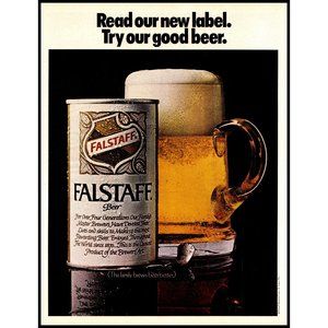 1969 Falstaff Beer Vintage Print Ad Can Stein Mug Frosty Head Wall Art 10x13